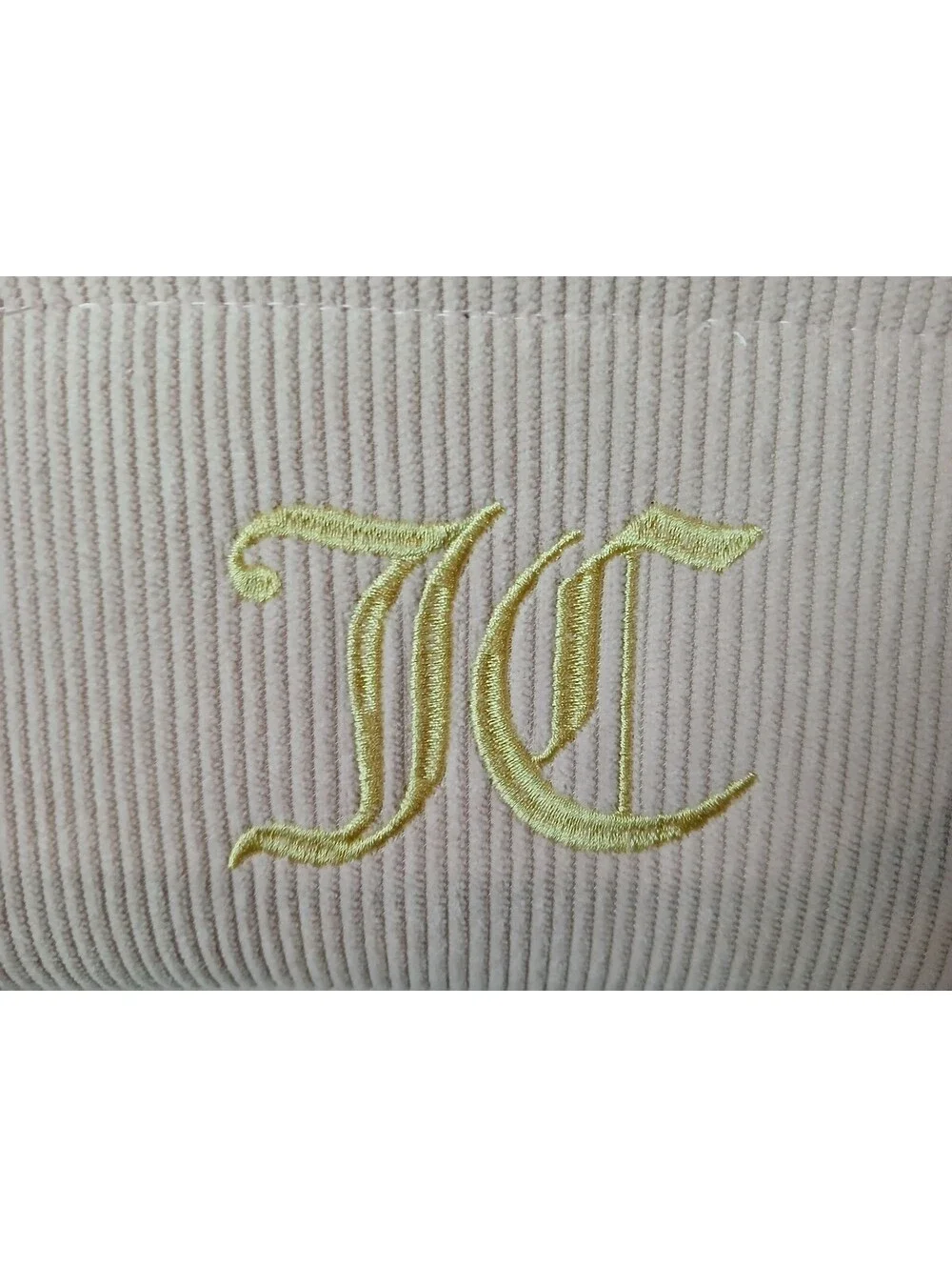 Juicy Couture Home Pink Corduroy Storage Basket Bin Gold JC Logo NWT